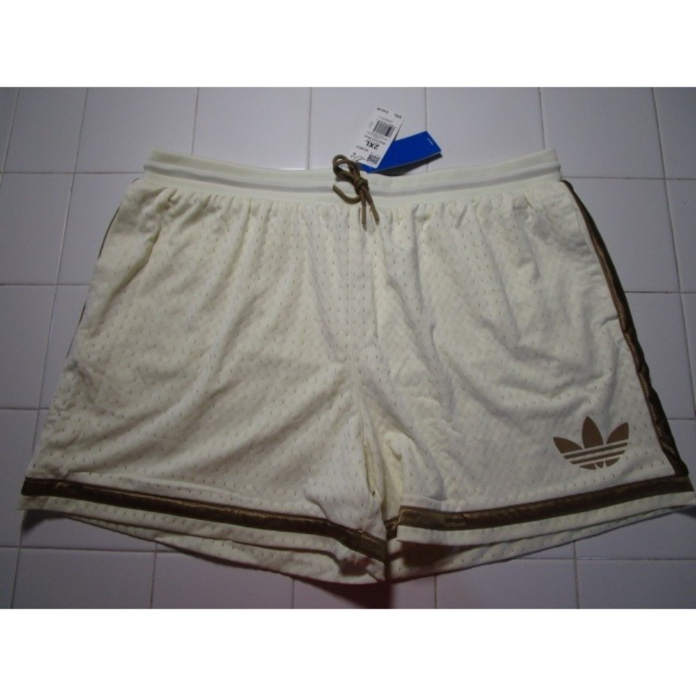 Adidas Originals KE9037 Basketball Warp Knit Shorts Ivory Brown Men's XXL